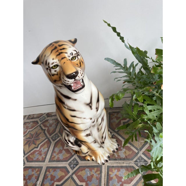 Early 21st Century Italian Artist, Large Tiger Statue, Ceramic For Sale - Image 5 of 14