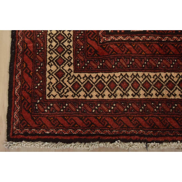 Baloch Rug 3’4” X 6’5” Black Wool Vintage Tribal Hand-Knotted Oriental Carpet For Sale - Image 9 of 12
