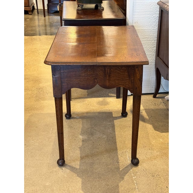 18th Century Queen Anne Oak Side Table With Three Drawers For Sale - Image 5 of 11