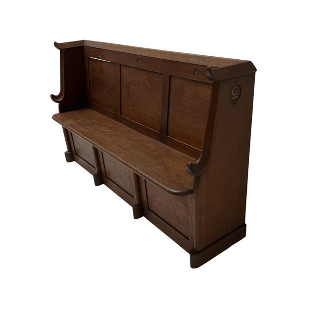 Art Deco Three-Seat Bench in Oak by Willem Penaat, 1920s For Sale - Image 9 of 17