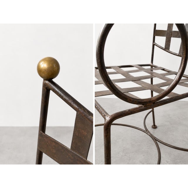 Mario Papperzini Mid 20th Century Set of Six Mario Papperzini Style Iron Bronze Dining Chairs For Sale - Image 4 of 4