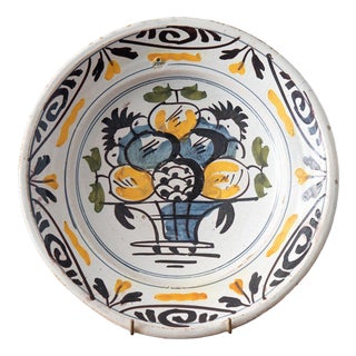18th Century Dutch Delft Polychrome Fruit Basket Dish For Sale