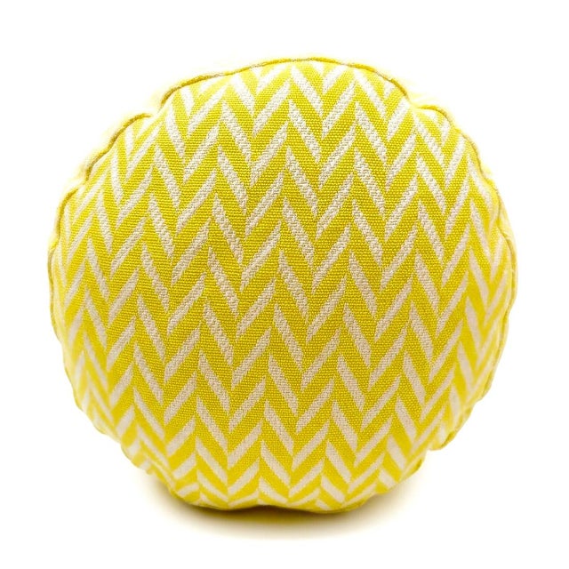 Contemporary Outdoors and Indoors Contemporary Pastel Yellow Cylinder Pillows, by Arlene Angard, Set of 2 For Sale - Image 3 of 10