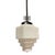 1930s Art Deco Chrome Streamline Pendant Light W/ Stepped Milk Glass Shade For Sale - Image 4 of 5