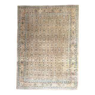 1970s Vintage Persian Handmade Wool Cotton Light Brown Area Rug For Sale