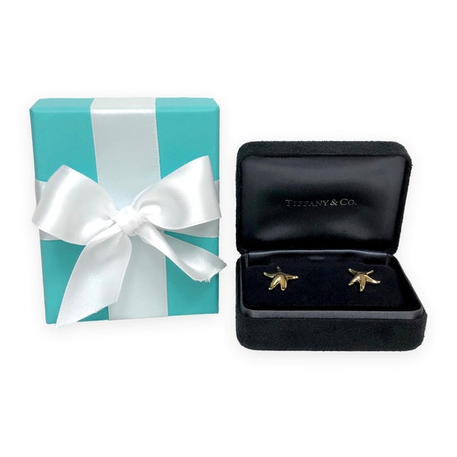 Vintage Tiffany & Co Elsa Peretti 18k Yellow Gold Starfish Earrings 16.5mm, A Pair For Sale - Image 9 of 10
