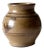 A vintage studio pottery vase, hand-crafted in ceramic with a richly speckled brown glaze and expressive painted accents....