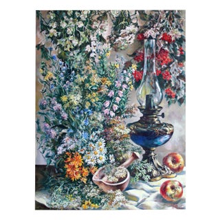 Andrey Gorgots, Still Life with Wildflowers, Oil on Canvas For Sale