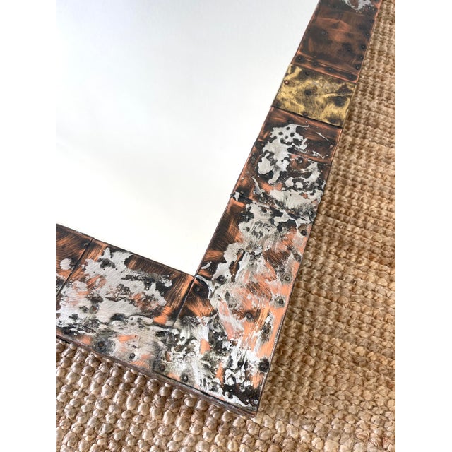 Paul Evans Vintage 1970s Paul Evans Brutal Metal Patchwork Wall Mirror For Sale - Image 4 of 15