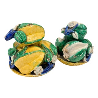 Ceramic Altar Fruit Qing Dynasty Chinese Pair For Sale