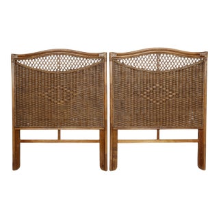 Wicker Rattan Twin Headboards, a Pair For Sale