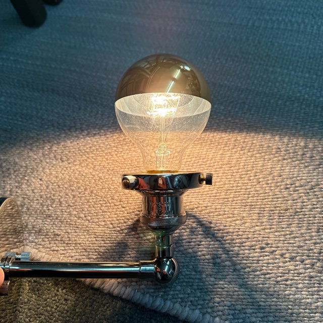 Restoration Hardware Bistro Globe Polished Steel Wall Sconces, a Pair For Sale - Image 11 of 12