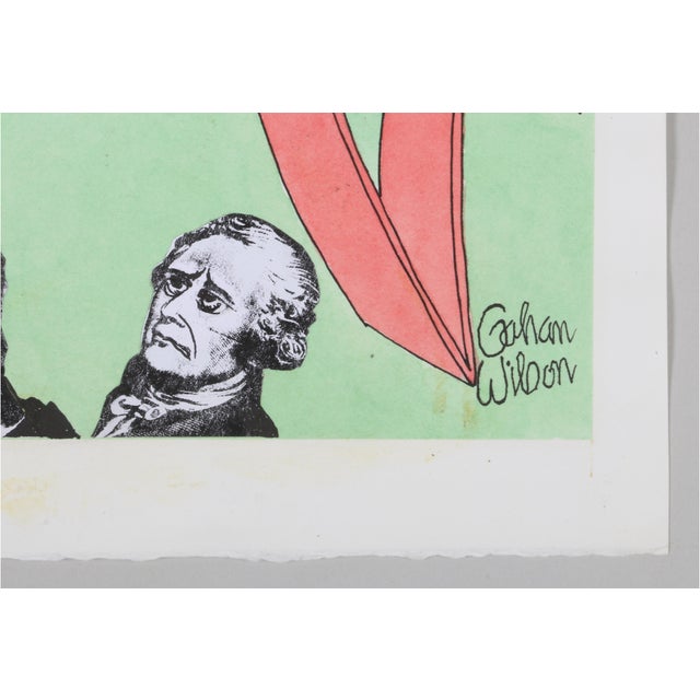 mage is 10.75"x 8" while the sheet size is 12"x 9", pen, ink, collage and watercolor on paper. UNIQUE AND RARE Gahan...