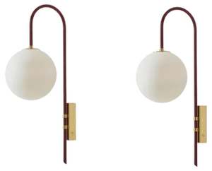 Red Brass Wall Lamp 06 by Magic Circus Editions, Set of 2