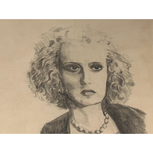 Vintage June Marlowe & Clint Eastwood Charcoal Drawings, Signed by C. Mathis - a Pair For Sale - Image 4 of 10