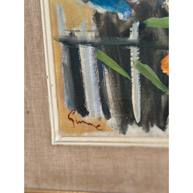 Carl Gunne, Figure by a Fence with Flowers, 1950s, Oil Painting on Canvas, Framed For Sale - Image 6 of 18