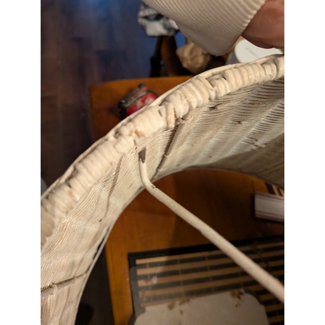Vintage White Wood Wicker Floor Lamp For Sale - Image 12 of 12