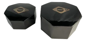 1980s Vintage Dolby Cashier Boxes Black Lacquer With Brass Fish Inlay Set of 2
