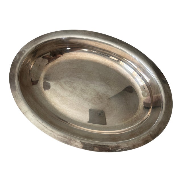 Vintage Oval Silverplated Serving Tray For Sale