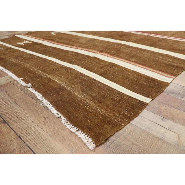 Brown Vintage Turkish Striped Kilim Rug, 06'01 X 12'03 For Sale - Image 8 of 11