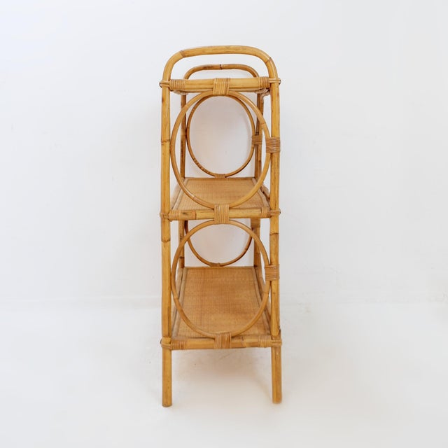 Vintage Bohemian Style Three-Tier Rattan Shelf, 1960s For Sale - Image 15 of 15