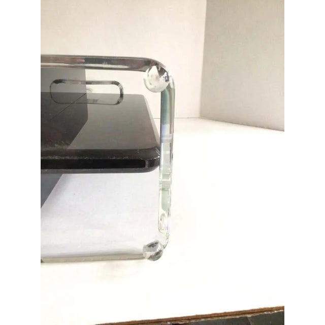 1970s Clear and Black Lucite Table Lamp With Lucite Finial 26" Height to top of Socket 37" Height to top of Finial Needs...