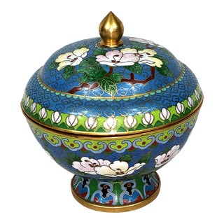 Vintage Cloisonne Bowl With Cover For Sale