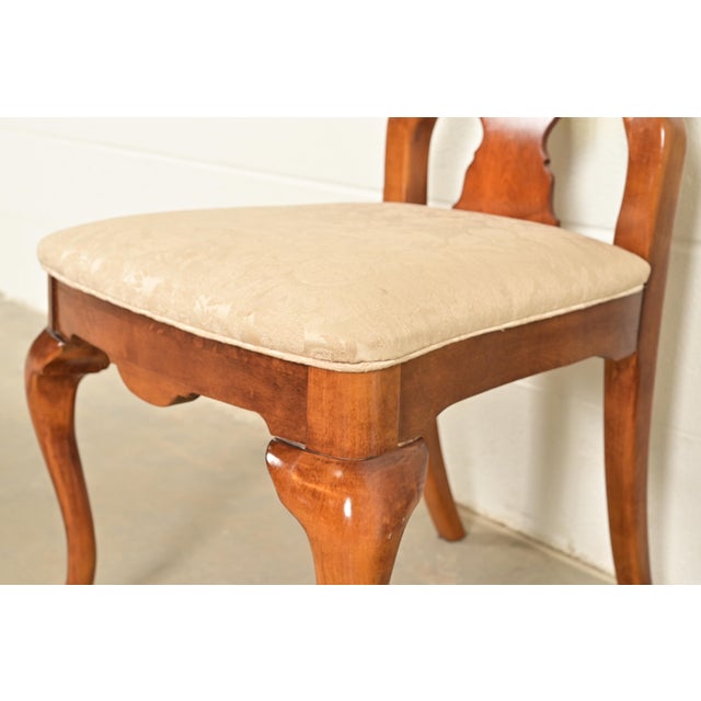 Brown Queen Anne Solid Mahogany Side Chairs or Dining Chairs by Stanley, Pair For Sale - Image 8 of 14