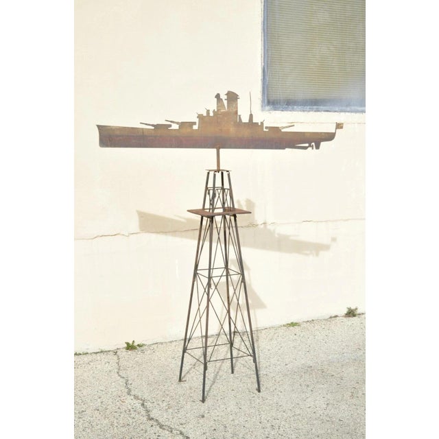 Early 20th Century Battleship Painted Steel Weathervane For Sale - Image 12 of 12