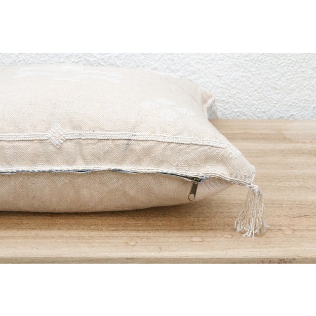 Textile White Patina Silk Rug Pillow For Sale - Image 7 of 8