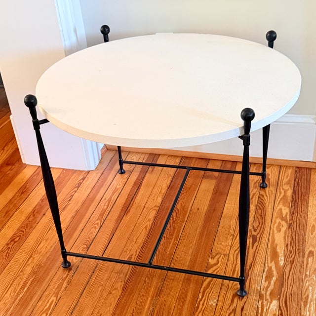 Hickory Chair Ionia Side Table With Round Stone Top For Sale - Image 9 of 11