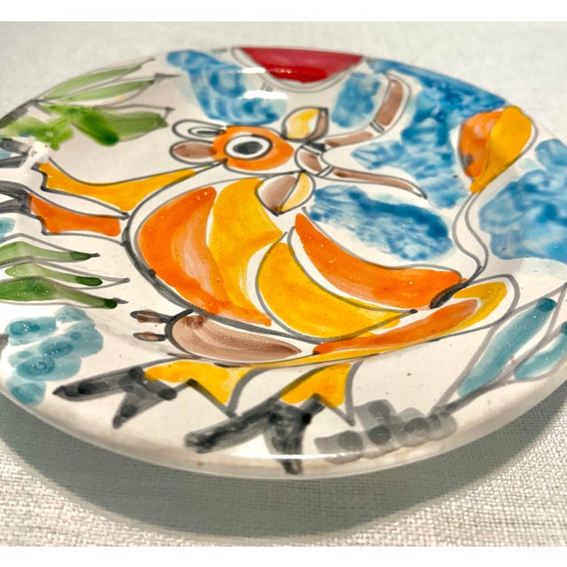 Mid-Century Modern MCM Italian Hand Painted DeSimone Ceramic Cow Plate For Sale - Image 3 of 6