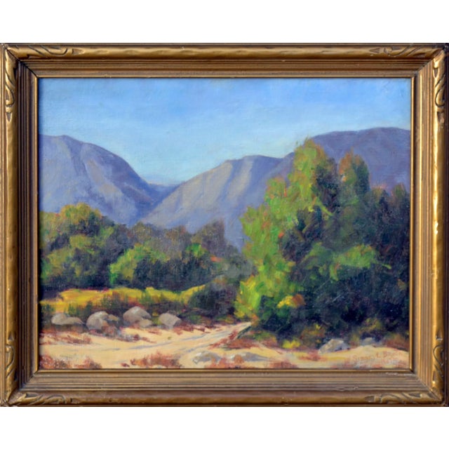 Blue 1930's California Mountain Trail Landscape by Sidney L. Brock For Sale - Image 8 of 8