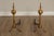 Traditional Federal Style Pair Of Brass Andirons And Poker For Sale - Image 3 of 12