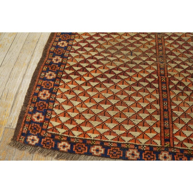 1890s Red Tribal Geometric Antique Small Wool Ersari Beshir Muslim Prayer Rug For Sale In New York - Image 6 of 9