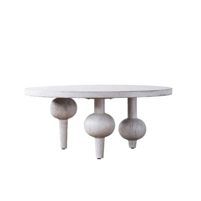 Mid-Century Modern Matthew Izzo Home Bubbles Round Whitewashed Pine Wood Coffee Table For Sale - Image 3 of 3