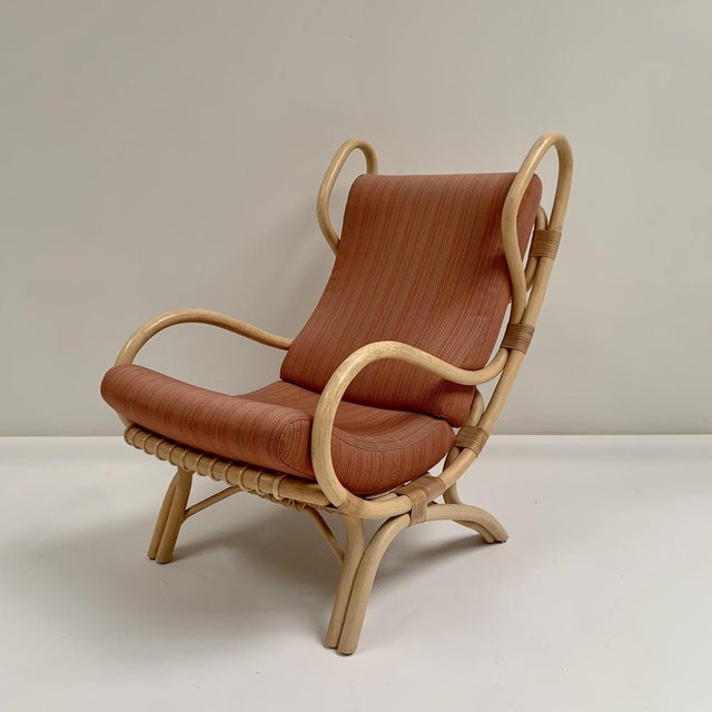 Rare bamboo 'continuum' lounge chair model bp16 designed by gio ponti, for bonacina. bamboo, wicker and original...