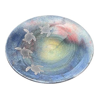 Christopher Matti Hawaiian Raku Fired Iridescent Pottery Bowl For Sale