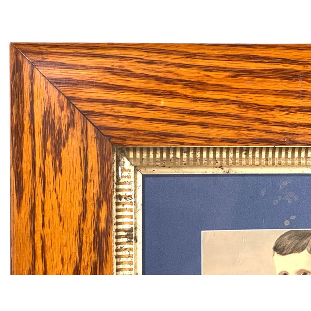 Antique Framed Watercolor Portrait of Young Boy For Sale - Image 6 of 15