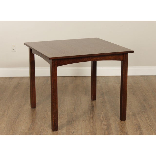 High Quality American Made Solid Oak 36 Inch Square Dining or Game Table By Stickley