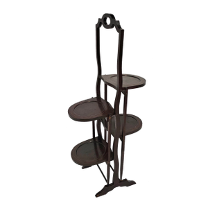 Antique Edwardian Inlaid Mahogany Folding Muffin Cake Stand, Circa 1880-1890