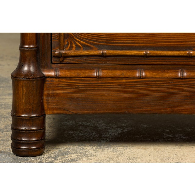Wood 19th Century French Napoleon III Bamboo Dresser With Carrara Marble and Mirror For Sale - Image 7 of 18