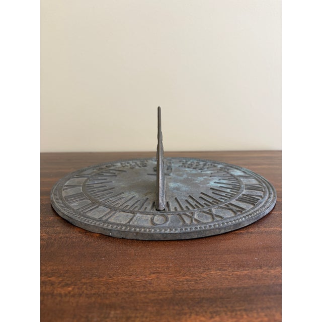 Late 20th Century Vintage English Country Iron Garden Sundial "Grow Old Along With Me" For Sale - Image 5 of 7