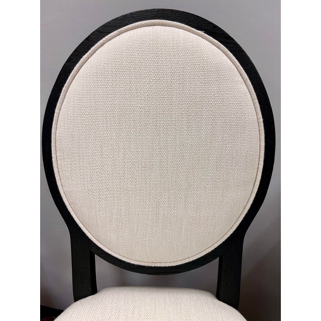 Set of Six Restoration Hardware Linen Oval Back Dining Chairs Chairish