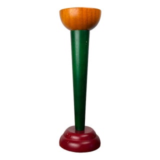 Postmodern Wood Yellow Green Red Model Monokel Candleholder from Ikea, 1980s For Sale