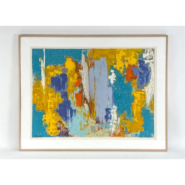 Huge 1950s Signed Modern Painting Framed For Sale - Image 4 of 4