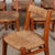 Vintage French Straw-Seated Chairs in Elm, 1950, Set of 6, in Good conditions. Designed 1950 to 1959