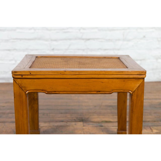 Chinese Late Qing Dynasty Side Table with Woven Rattan Top and Horse Hoof Feet For Sale In New York - Image 6 of 13