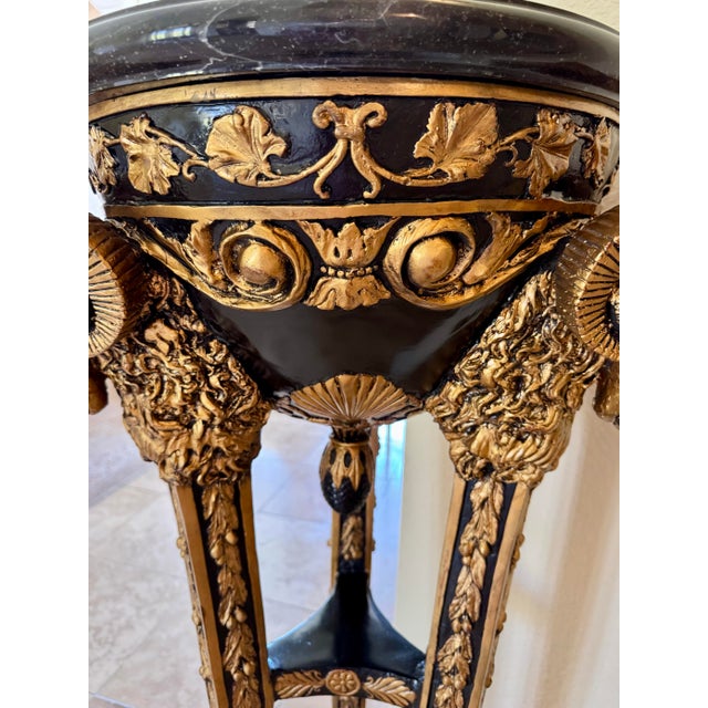 Empire Neo Classical Traditional Ram’s Head With Marble Top Pedestal Plinth For Sale - Image 9 of 12
