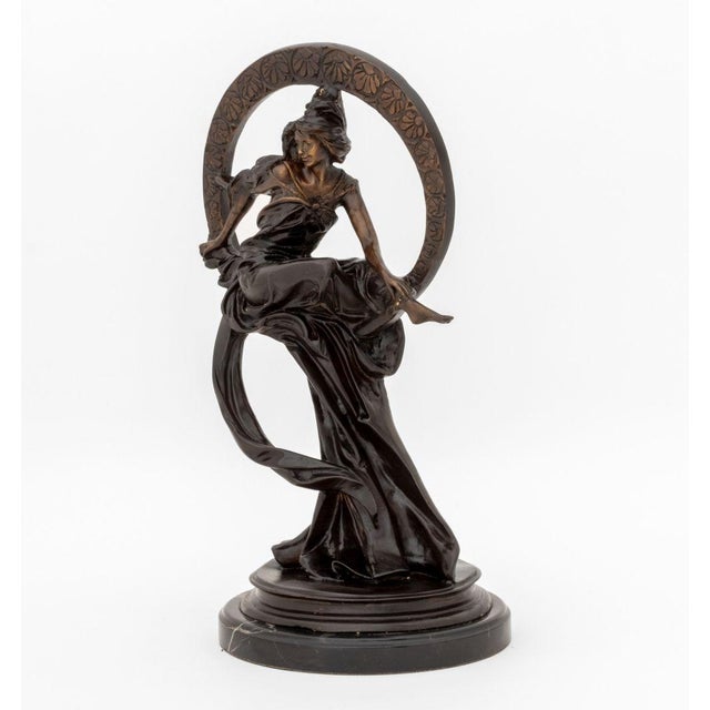 Late 20th Century Art Nouveau Style Venus on the Moon Bronze For Sale - Image 5 of 8
